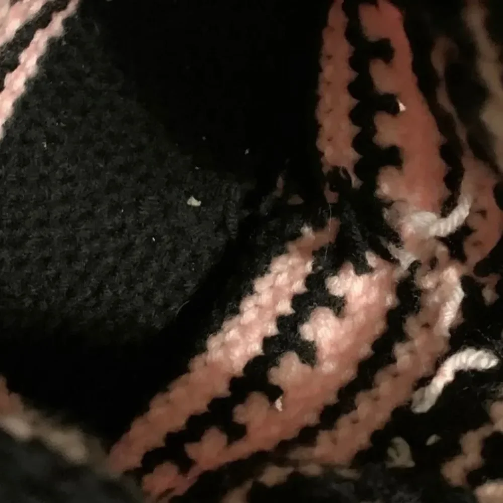 Crochet Knit Backpack Drawstring Handbag Purse Bag / Small Black Ruck Sack